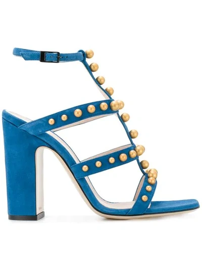 Pollini Studded Sandals In Blue