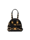 Versace Small Tribute Studded Leather Satchel - Black In Black