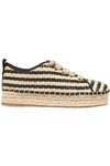 SAM EDELMAN CELINA STRIPED RAFFIA ESPADRILLE PLATFORM SNEAKERS