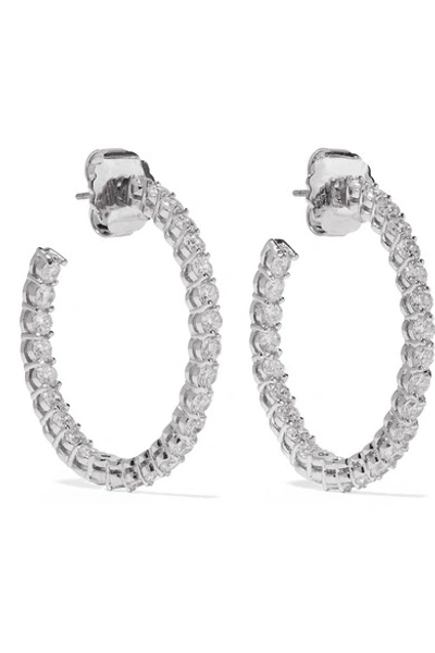 Kenneth Jay Lane Rhodium-plated Cubic Zirconia Hoop Earrings In Silver