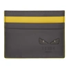 FENDI Grey & Yellow 'Bag Bugs' Card Holder,7M0164 A1W8