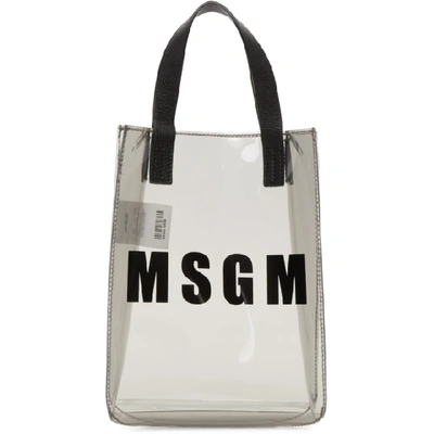 Msgm Grey Mini Vinyl Plastic Shopper Tote