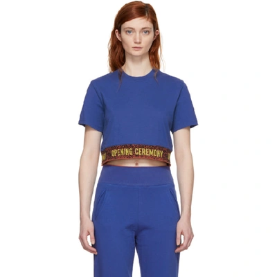 Opening Ceremony Cropped Logo Tee In Railroad Blue