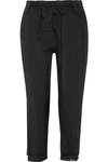 HAIDER ACKERMANN WOMAN FRAYED COTTON-TWILL TRACK trousers BLACK,US 4772211931226419