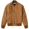 Saint Laurent Zipped Bomber Jacket In Brown