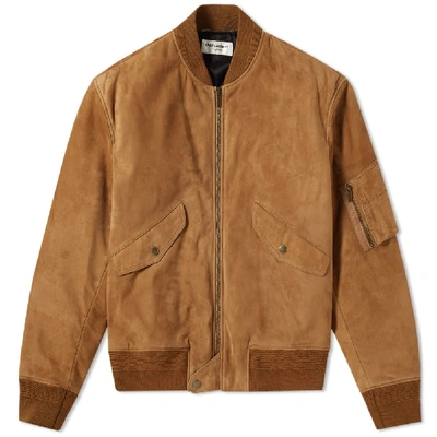 Saint Laurent Zipped Bomber Jacket In Brown