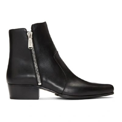 Balmain 35mm Anthos Zip Leather Ankle Boots In 176 Black