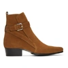 BALMAIN BALMAIN TAN SUEDE CENTURION BUCKLE BOOTS,S8HC128PCST