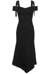 REBECCA VALLANCE WOMAN COLD-SHOULDER BOUCLÉ-KNIT MIDI DRESS BLACK,AU 7789028783986952