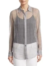 THEORY Silk Button-Front Blouse