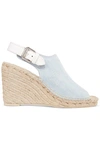 STELLA MCCARTNEY EMBROIDERED DENIM ESPADRILLE WEDGE SANDALS