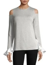 SCRIPTED Cold Shoulder Knit Top