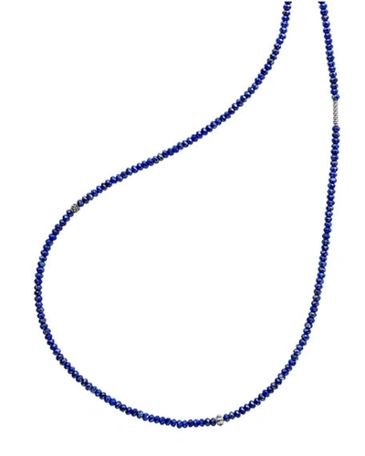 Lagos Sterling Silver Caviar Icon Lapis Five Station Strand Necklace, 34 In Blue