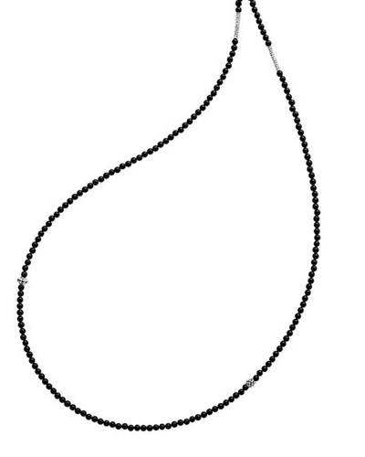 Lagos Sterling Silver Caviar Icon Onyx Five Station Strand Necklace, 34 In Silver/ Onyx