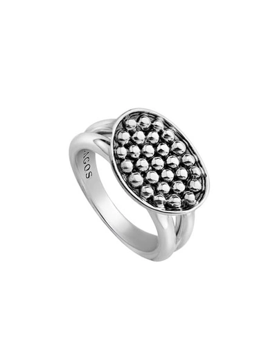 Lagos Sterling Silver Bold Caviar Horizontal Ellipse Ring