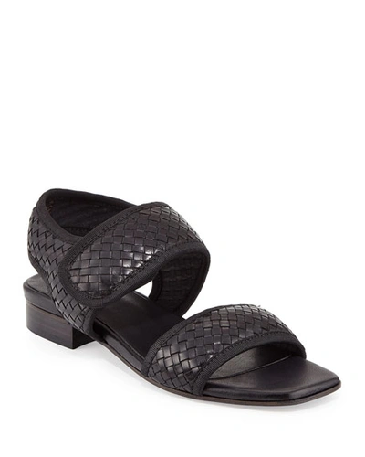 Sesto Meucci Gryta Woven Leather Flat Sandal, Black