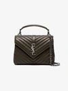 Saint Laurent Khaki Green Monogram Quilted Leather Shoulder Bag In Green
