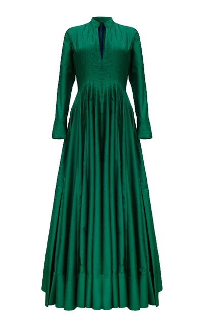 Khosla Jani Pleated A Line Gown In Green