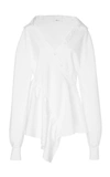Adeam Long Sleeve Twisted Wrap Top In White