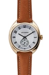 JACK MASON ISSUE NO. 1 LEATHER STRAP WATCH, 41MM,JM-IS01-006