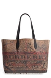 BURBERRY SKETCHBOOK/CHECK REVERSIBLE CANVAS TOTE - BROWN,4061033