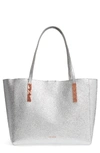 TED BAKER PIONILA LEATHER TOTE - METALLIC,XH8W-XB1A-PIONILA