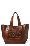 POLO RALPH LAUREN LEATHER MARKET TOTE - BROWN,428691775001