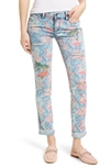 BILLY T EMBROIDERED DISTRESSED FLAMINGO JEANS,BT1714B