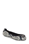 Tory Burch Women's Minnie Floral Print Leather Travel Ballet Flats In Tapestry Geo