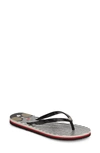 Alice And Olivia Stripe And Face Print Flip Flops In Black