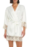 Flora Nikrooz Victoria Solid Charmeuse Wrap Robe In Ivory