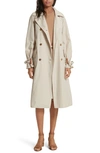 TORY BURCH MARIELLE LEATHER TRIM TRENCH COAT,45645