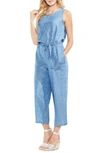 VINCE CAMUTO SLEEVELESS STRIPE BELTED JUMPSUIT,9028915