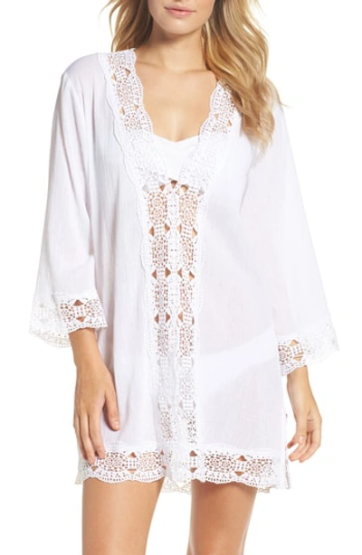 La Blanca Embroidered-inset Tunic Coverup In White