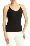 Lafayette 148 Mesh Jersey V-neck Tank In Black