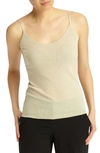 Lafayette 148 Mesh Jersey V-neck Tank In Khaki