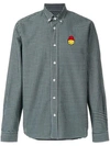 AMI ALEXANDRE MATTIUSSI AMI ALEXANDRE MATTIUSSI BUTTON-DOWN SHIRT SMILEY CHEST PATCH - GREEN,SMIC01541212618738