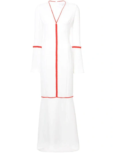 Galvan Chan Chan Picot-trimmed Crepe Maxi Dress In White