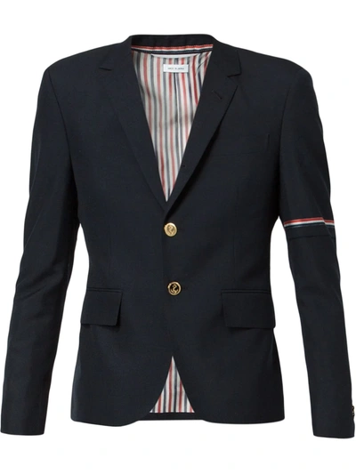 Thom Browne Navy Selvedge Arm Placement Blazer In Blue