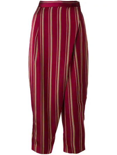 Antonio Marras Foldover Striped Trousers In Red