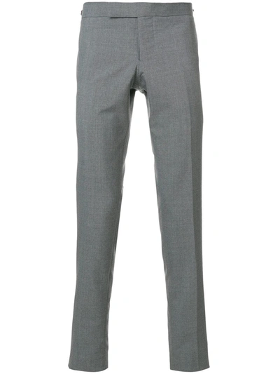 Thom Browne Low Rise Skinny Trouser With Red, White And Blue Selvedge Back Leg Placement In School Uniform Plain In Grey