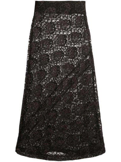 Comme Des Garçons Lace Maxi Skirt In Black