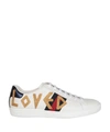 GUCCI ACE EMBROIDERED LEATHER SNEAKERS,10521227
