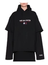 Vetements Black Tommy Hilfiger Edition Double Sleeve Hoodie In Nero