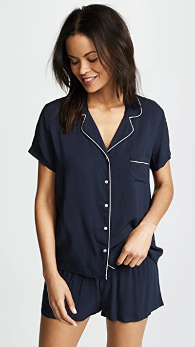 Splendid Women's Notch Collar Shortie Pyjama Set, Online Only In Midnight Navy