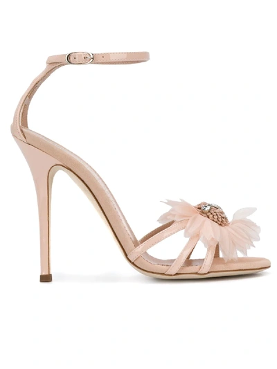 Giuseppe Zanotti Annemarie Pink Patent Leather High Heel Sandals W/flower