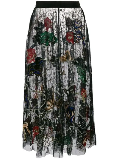 Amen Embroidered Tulle Skirt In Multicolour