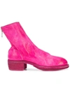 Guidi Zip Up Low Calf Boots In Pink