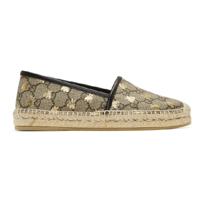 Gucci Beige Gg Supreme Bee Espadrilles In Beige Comb