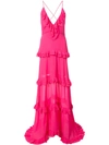 NICOLE MILLER TIERED RUFFLE GOWN,CF1020912701281